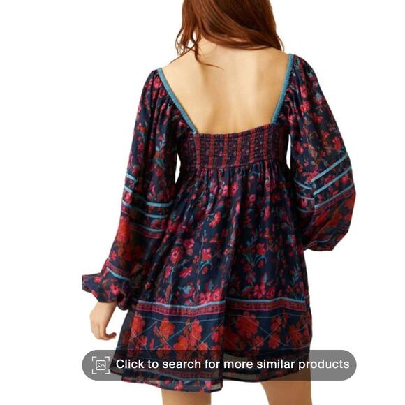 Free People Floral Mini Dress - Navy and Pink - Picture 6 of 6